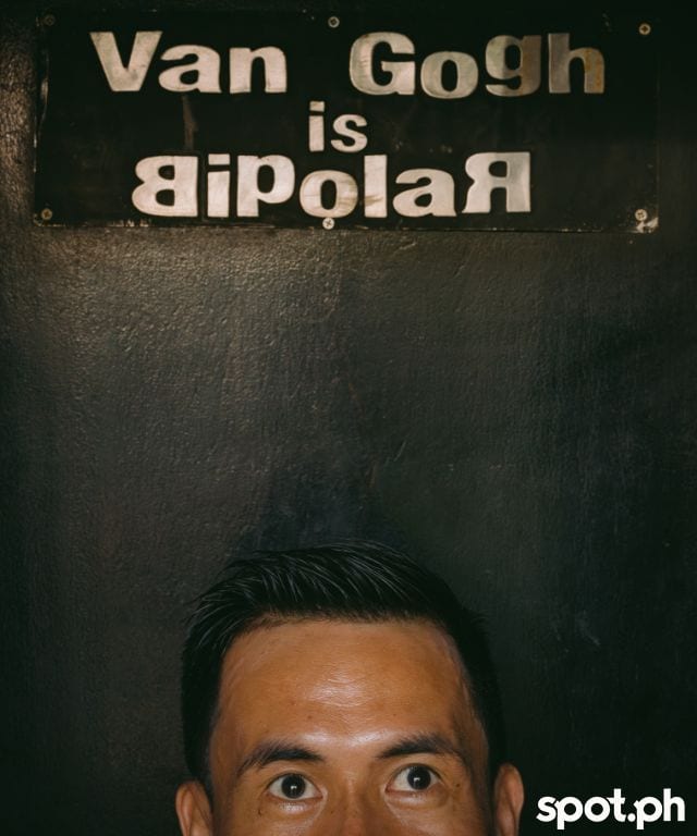 portrait of Jetro Rafael peeking under the Van Gogh is Bipolar sign